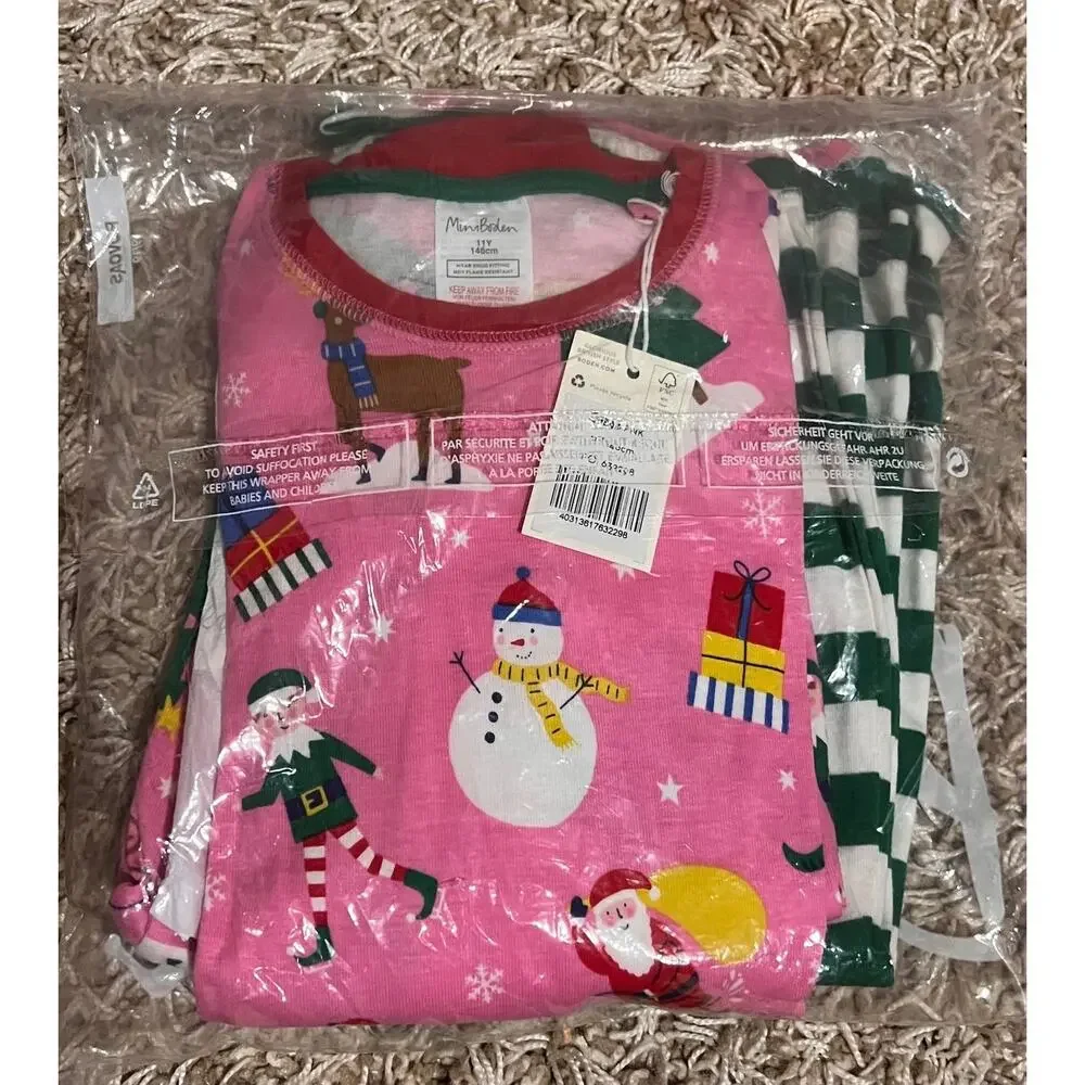 NWT❤️Mini Boden 2-Pack Assorted Two-Piece Fitted Pajamas sz11Y